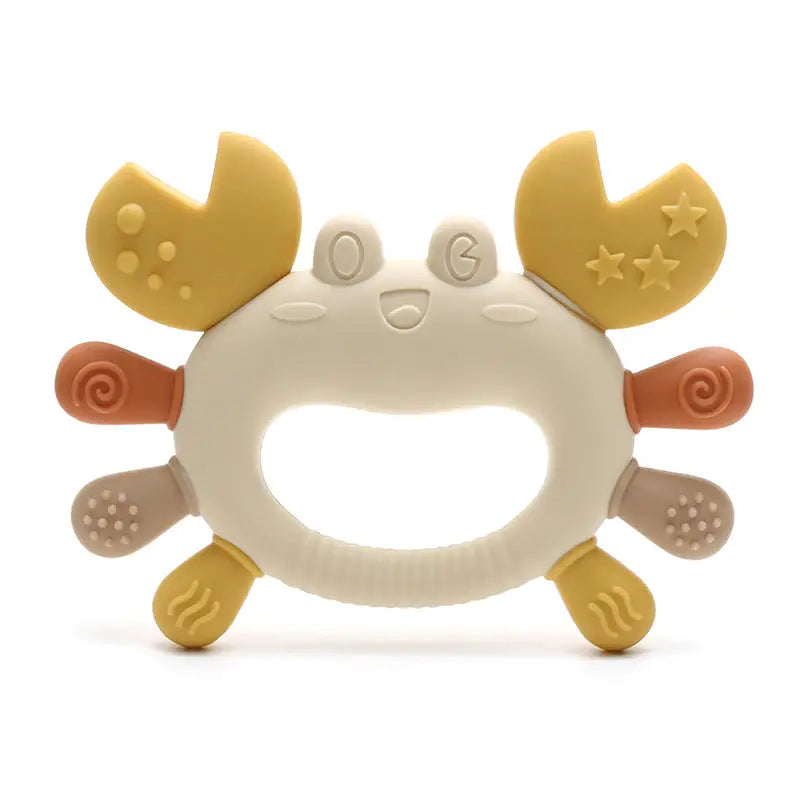 Siliconen bijtring krab - beige