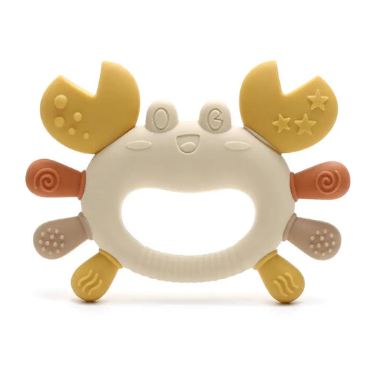 Siliconen bijtring krab - beige