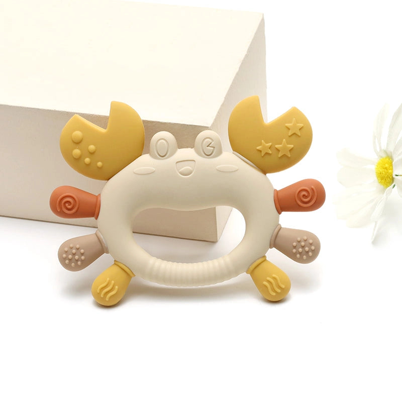 Siliconen bijtring krab - beige
