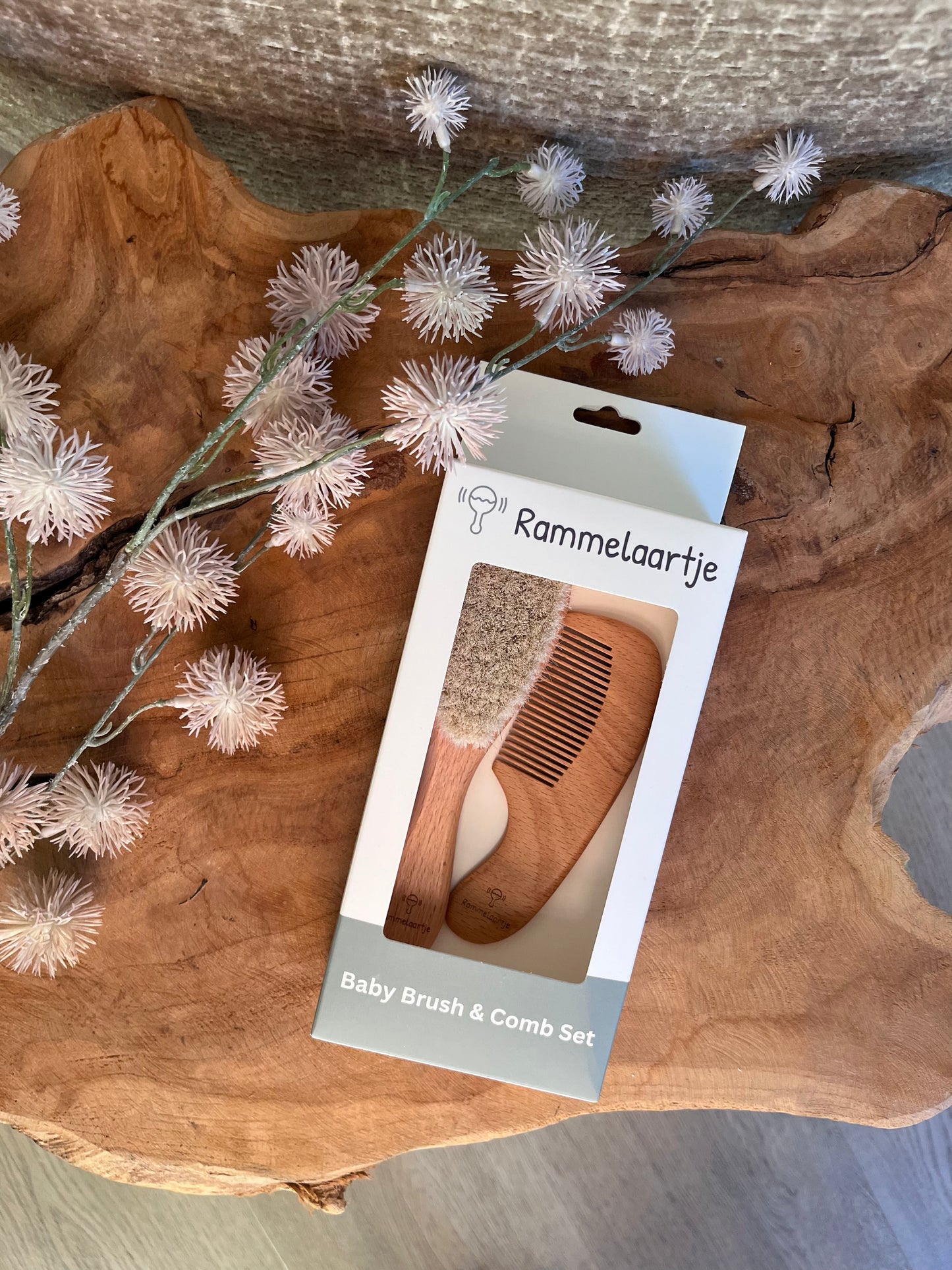 Houten baby borstel- en kam set
