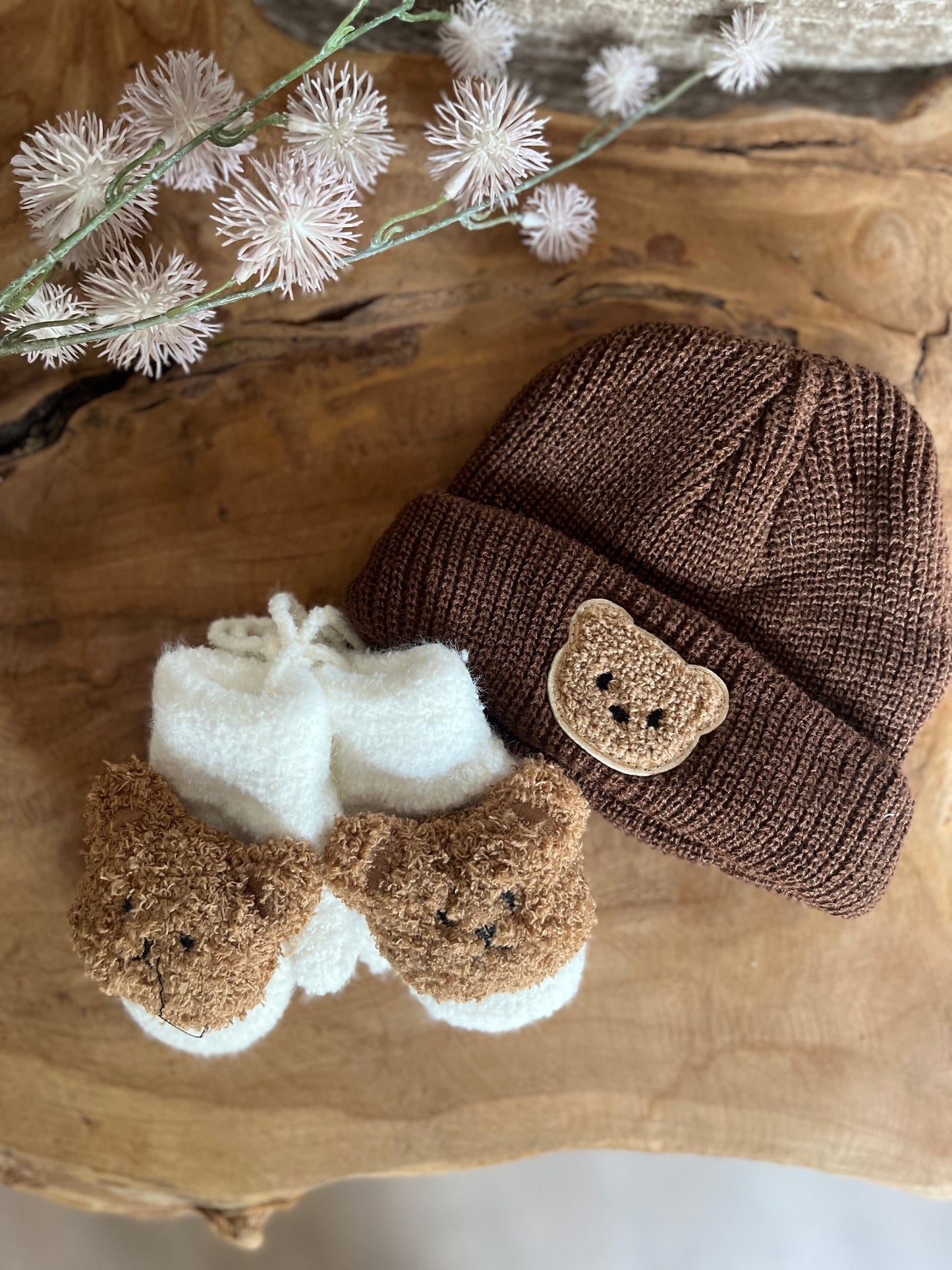 Baby handschoenen met teddy beer